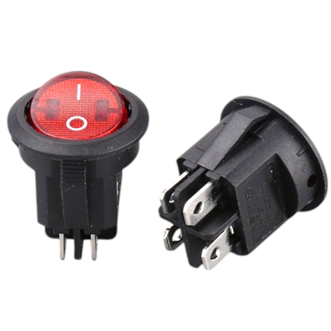 Công Tắc Tròn 4 Chân Có Đèn Màu Đỏ KCD1 6A 250v Loại Tốt