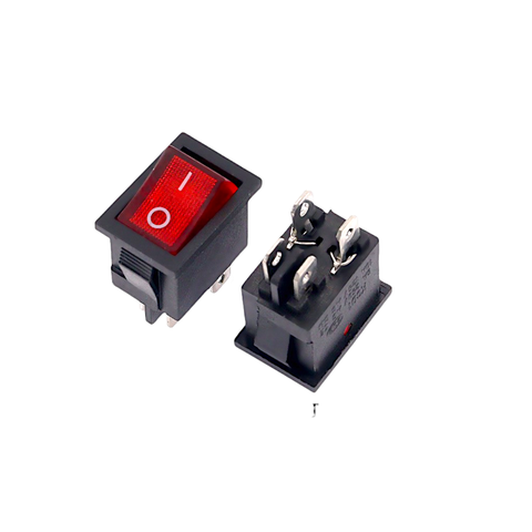 Công Tắc Bập Bênh KCD1 4 Chân 2 Vị Trí Màu Đỏ Có Đèn Kích Thước 12,4 x 18,5 x 30mm Tốt