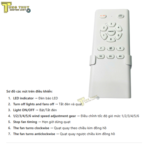 Bộ Mạch Quạt Trần Đèn DC 6 Tốc Độ – 7 Dây, Công Suất 50W, Điều Khiển Từ Xa