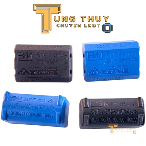 Tụ Bếp Từ 5uF 275VAC 400VDC Chính Hãng BM Tụ Đứng và Nằm Màu Xanh và Đen