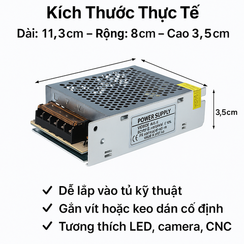 Nguồn Tổ Ong 5V 5A – Nguồn Xung 25W Cho LED, Camera, CNC