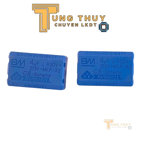 Tụ Bếp Từ 4uF 275VAC 400VDC Chính Hãng BM Tụ Đứng và Nằm Màu Xanh và Đen
