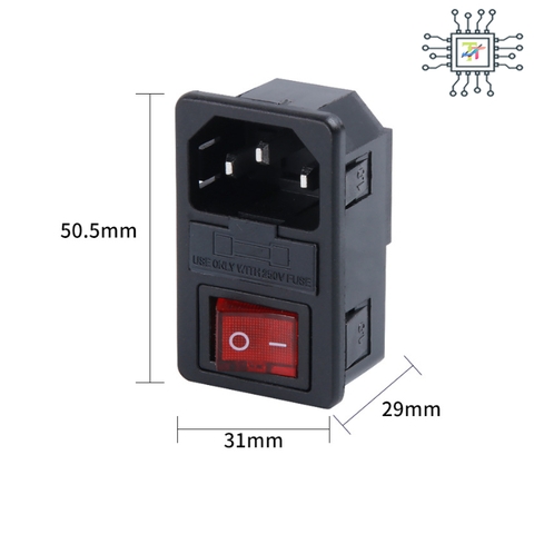 Jack Âm AC 250V 3 Chân Có Công Tắc Và Cầu Chì Bảo Vệ ( Loại Gài Nãy )