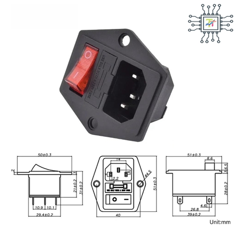 Jack Âm AC Có Công Tắc 15A Có Cầu Chì