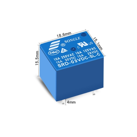 Relay 5V 12V 24VDC Songle, Relay Songle SRD 5P 10A