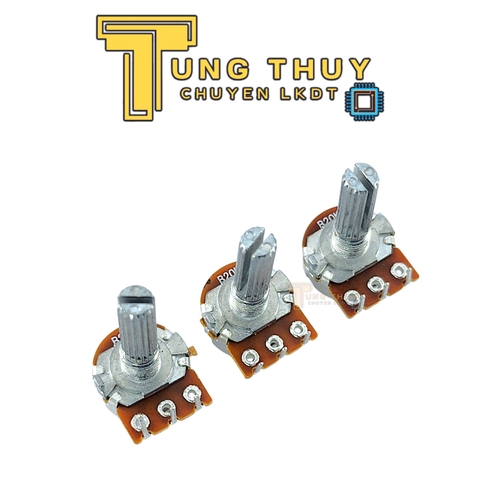 Chiết Áp Đơn , 3 Chân Cán Dài 25mm Chân Cong Đơn 10K 20K 50K Có Bi