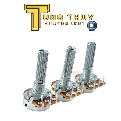 Chiết Áp Cán Dài 25mm Chân Cong 10K 20K 50K Đơn Cán Bi Loại Tốt