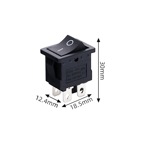 Công Tắc Bập Bênh KCD1 4 Chân 2 Vị Trí Màu Đen Kích Thước 12,4 x 18,5 x 30mm Loại Tốt