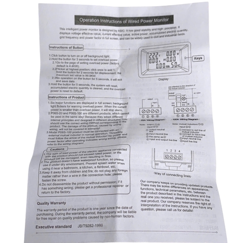 Công tơ điện tử đồng hồ điện thiết bị đo công suất 6 thông số 100A 220V - HÀNG CHÍNH HÃNG