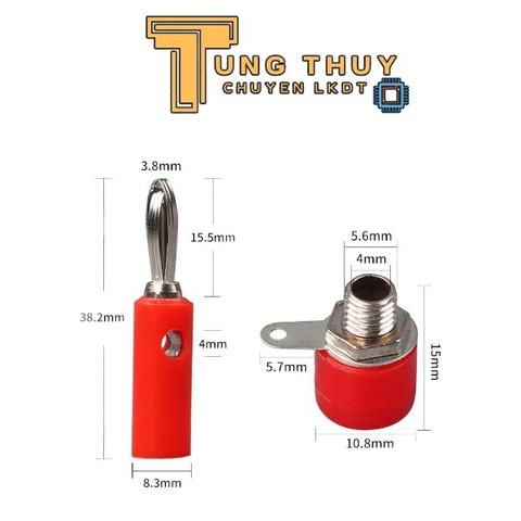 Jack Bắp Chuối 4mm  Màu Đen, Đỏ Ổ Cắm Jack Bắp Chuối Màu Đen Đỏ