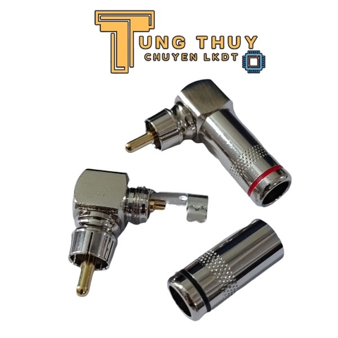 Đầu bấm jack cắm audio video AV RCA cong vuông góc lõi đồng ( 1 chiếc )