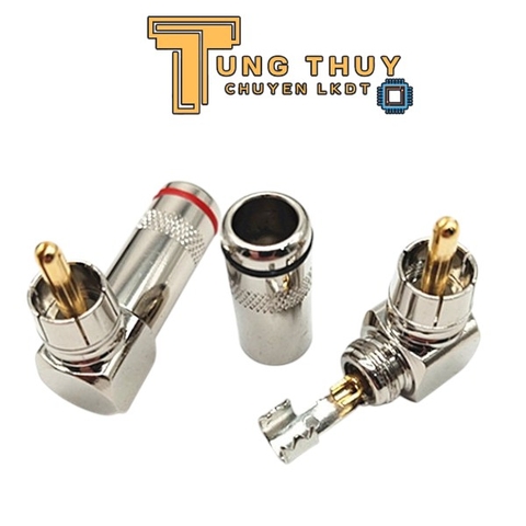 Đầu bấm jack cắm audio video AV RCA cong vuông góc lõi đồng ( 1 chiếc )