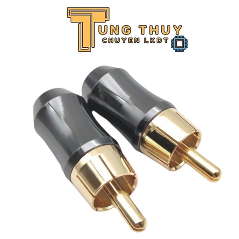 Jack AV RCA Chữ L Góc Vuông Mạ Vàng Lõi Đồng – Đầu Hoa Sen Cong Chống Nhiễu Cho Loa, Ampli, TV, DVD