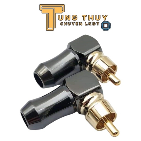 Jack AV RCA Chữ L Góc Vuông Mạ Vàng Lõi Đồng – Đầu Hoa Sen Cong Chống Nhiễu Cho Loa, Ampli, TV, DVD