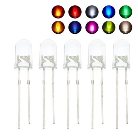 Gói 50 Con Led Đục, Siêu Sáng Phi 5 và Phi 3 , 3mm và 5mm Màu đỏ, Xanh Lá, Xanh Dương, Vàng, Trắng