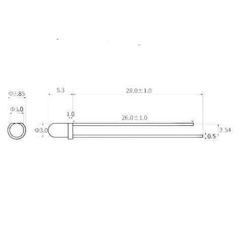 Gói 50 Con Led Đục, Siêu Sáng Phi 5 và Phi 3 , 3mm và 5mm Màu đỏ, Xanh Lá, Xanh Dương, Vàng, Trắng