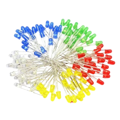 Gói 50 Con Led Phủ Màu Phi 5,Phi 3 Led Phủ Màu 5mm và 3mm Đỏ Xanh Lá Xanh Dương Vàng Loại Tốt