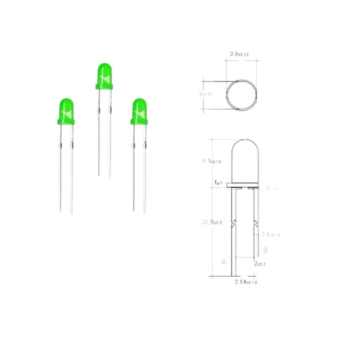 Gói 50 Con Led Phủ Màu Phi 5,Phi 3 Led Phủ Màu 5mm và 3mm Đỏ Xanh Lá Xanh Dương Vàng Loại Tốt