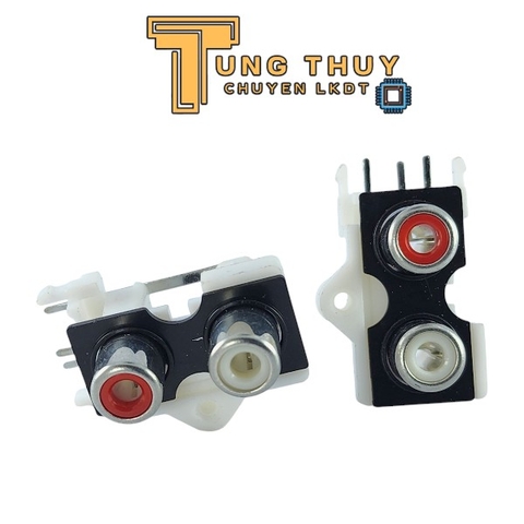 Jack cắm AV,RCA màu trắng 2 chấu chân ngang