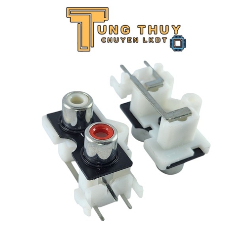 Jack cắm AV,RCA màu trắng 2 chấu chân ngang