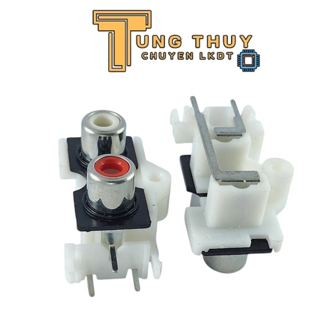 Jack cắm AV,RCA màu trắng 2 chấu chân ngang