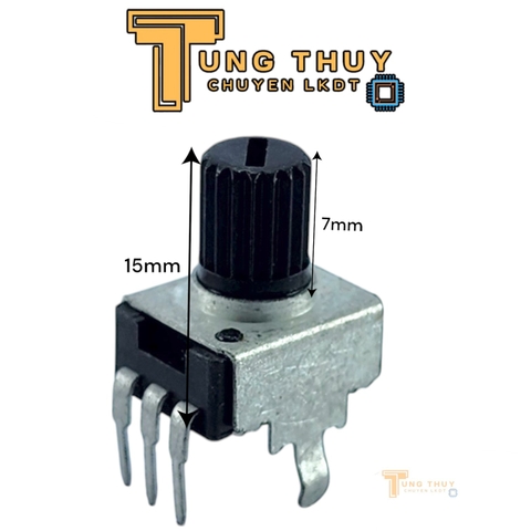 Chiết Áp Vuông Đen 3 Chân Cán Tròn Dài 15mm 10K 20K 50K