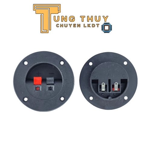 Trạm Kẹp Loa 2 Chân Mặt Tròn – Jack Gắn Thùng Âm Thanh, Input Loa Đỏ Đen, Nhấn Giữ Dây Tiện Lợi
