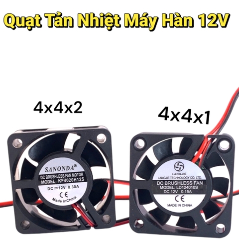 Quạt Tản Nhiệt 12V Kích Thước 4x4x1cm và 4x4x2cm