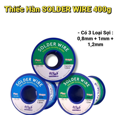 Thiếc Hàn 400g  SOLDER WIRE – Thành Phần 60/40 – Dây 1mm 0.8mm 1.2mm – Loại Cao Cấp