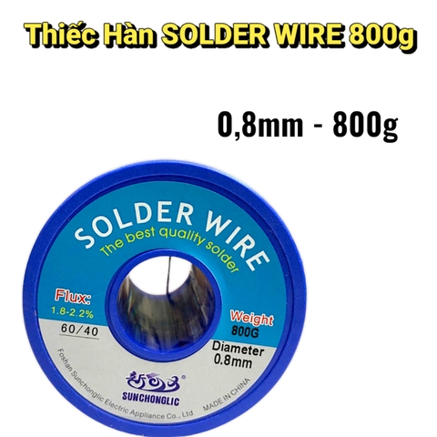 Thiếc Hàn 800G SOLDER WIRE Thành Phần 60/40 – Sợi  0.8mm, 1mm, 1.2mm