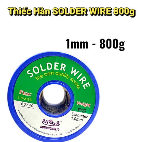 Thiếc Hàn 800G SOLDER WIRE Thành Phần 60/40 – Sợi  0.8mm, 1mm, 1.2mm