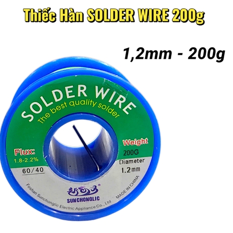 Thiếc Hàn 200G  SOLDER WIRE – Thành Phần 60/40 – Dây 1mm 0.8mm 1.2mm – Chất Lượng Cao