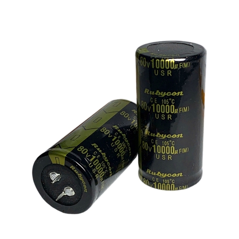 Tụ Amply 10000uF 80v Rubycon Vàng - Kích Thước 35x70mm