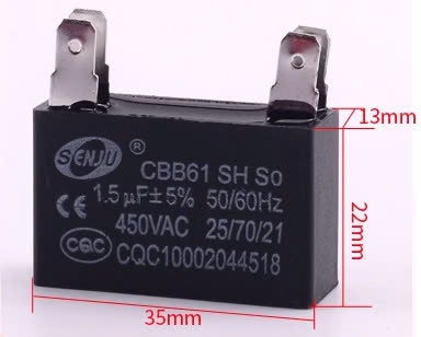 Tụ Quạt Dàn Nóng Điều Hòa 1,5uF, 2uF, 2.5uF, 3uF, 4uF, 5uF 450VAC Jack cắm 2 Chân và 4 Chân ( Loại tốt)