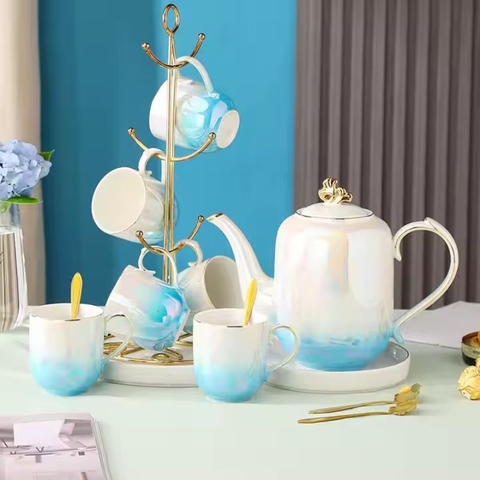 Bộ tách trà gốm sứ phong cách châu Âu Ruby