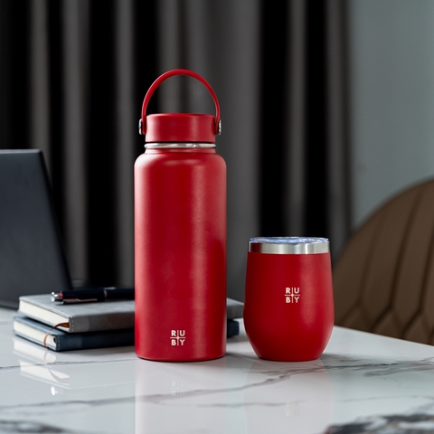 Set quà bình giữ nhiệt & cốc giữ nhiệt Ruby