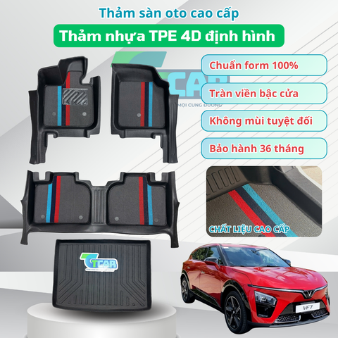 Thảm Lót Sàn Xe VinFast VF7 nhựa đúc TPE nhà máy TCAR – Tràn Viền Bậc Cửa, Không Mùi, Bảo Vệ Sàn Xe, Giảm Tiếng Ồn