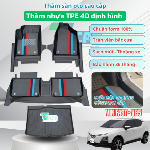 Thảm Lót Sàn Đúc TPE Vân Carbon Vinfast VF5 Cao Cấp - Chính Hãng TCAR ( Mẫu 2026 )