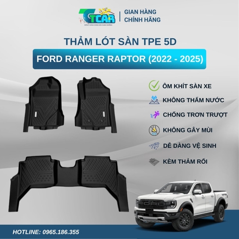 Thảm lót sàn TPE 5D Ford Ranger Raptor (2022 - 2025)