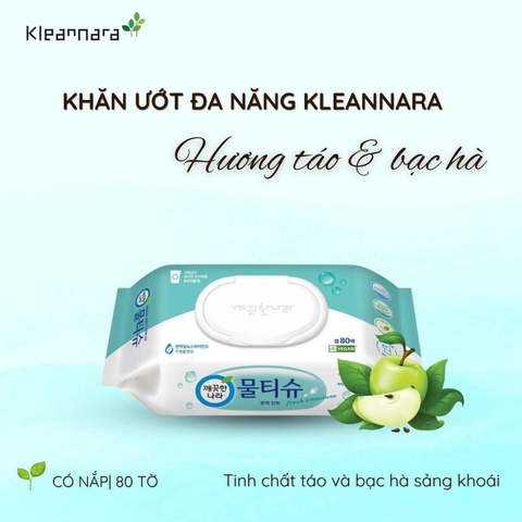 Kleannara Multi-Purpose Wet Wipes Apple Essence (With Lid) 80 Sheets