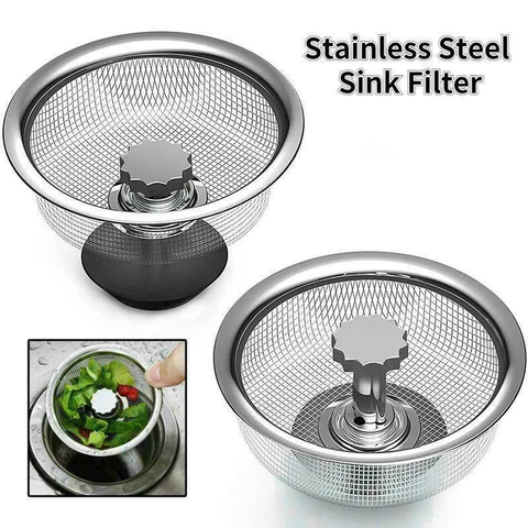 Lưới lọc rác bồn rửa chén INOX có nút nhấn