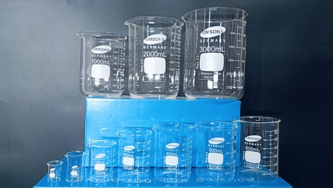 Cốc thủy tinh 1000ml có mỏ, chia vạch, Hãng OMSONS GERMANY