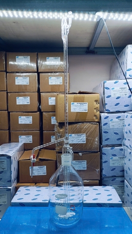 Buret tự động khóa nhựa trắng 50ml, Class A, Hãng OMSONS GERMANY