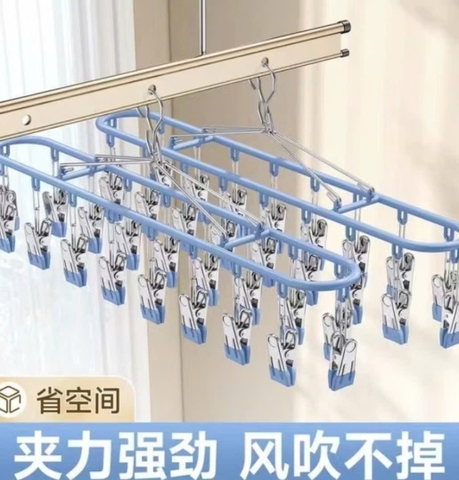 Bộ Móc Phơi Đồ 18 Kẹp Inox dài Cao Cấp