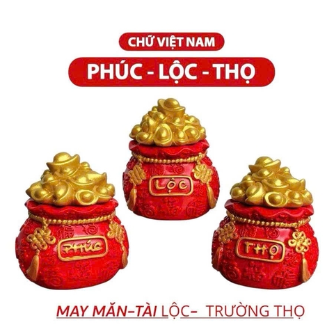 SET 3 Hũ Đựng Muối Gạo Chữ Phúc ,Lộc ,Thọ Trang Trí Ban Tho Than Tai Tho Địa