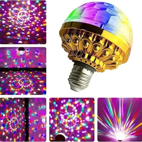 ĐÈN LED SẮC MÀU NHÁY CHỚP 7 MÀU TỰ XOAY 360 ĐỘ