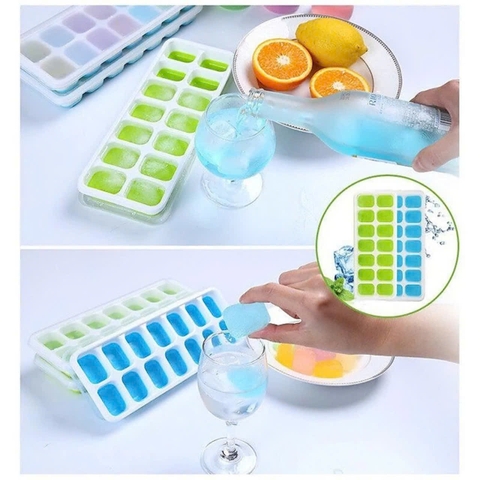 SET 5 Khay đá Silicon 14 viên có nắp đậy làm kem làm thạch hoa quả tiện lợi bền bỉ