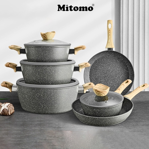 BỘ NỒI CHẢO CHỐNG DÍNH MITOMO QUEEN TIME CÓ TỐT KHÔNG? CÓ NÊN MUA KHÔNG?