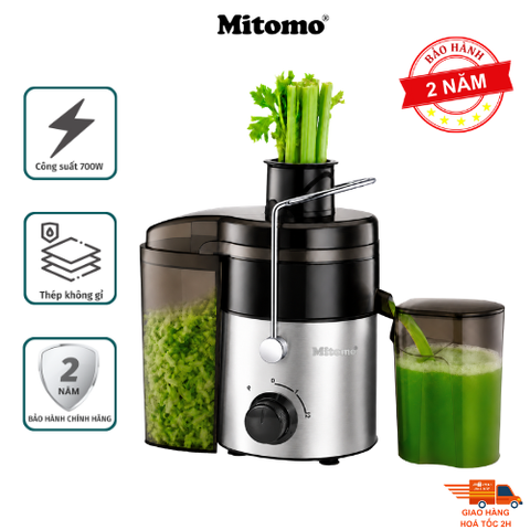 MÁY ÉP HOA QUẢ MITOMO KJ-3090, Công suất 700W ép nhanh, Lưỡi dao inox sắc bén, 2 chế độ ép linh hoạt