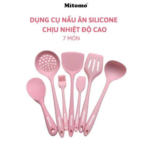 Bộ dụng cụ nấu ăn 7 món bằng silicone chịu nhiệt cao Mitomo